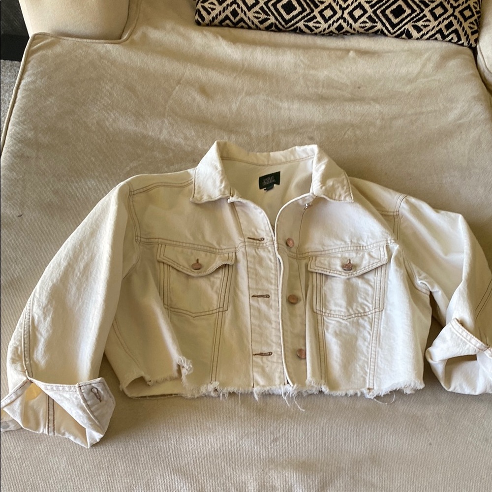 Wild Fable Cream Cropped Jean Jacket